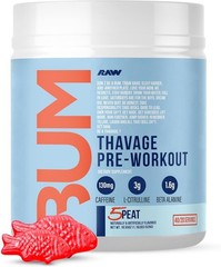 RAW CBUM Pre Workout Powder Thavage 5 Peat Red Gummy Sports Nutrition Supplement