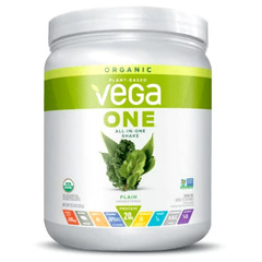 Vega One Organic All In One Shake Mix, Plain, 13.5oz, Plant-Based as pictured