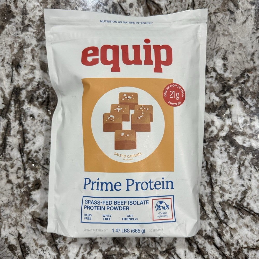 Equip Prime Salted Caramel Grass-Fed Beef Protein Powder 1.7lb Exp 2028 NEW