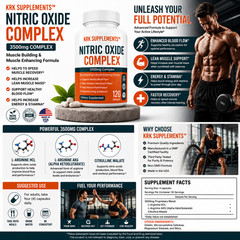 3 Bottles Nitric Oxide Complex 3500mg L-Arginine AAKG Muscle Pump Growth Pills