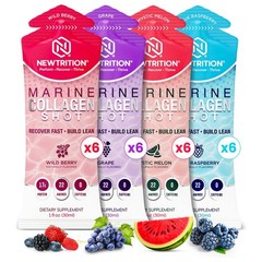 NewTrition 17,000mg Marine Collagen Protein Shots – 22 Amino Acids – B12 – 24 Ct