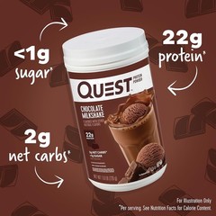 Quest Chocolate Milkshake Protein Powder 1.6 lb 24 Servings Gluten Free