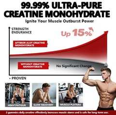 Creatine Gummies for Energy, Strength, and Muscle Growth – 90 Count, Sugar-Free