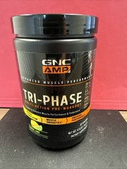 GNC AMP Tri-Phase Multi-Action Pre-Workout, Lemon Lime | 30 Servings