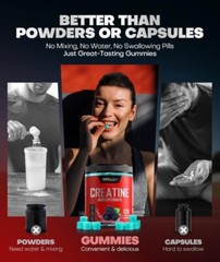 99.99% Creatine Monohydrate Gummies More 15% Strength, 5X Energy & Muscle Suppor