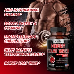Horny Goat Weed for Men & Women-with Maca, Saw Palmetto, Ginseng, L-Arginine NEW