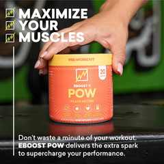 EBOOST POW Natural Pre Workout Powder, Peach Nectar, 15 Packets