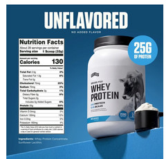 Levels Grass Fed Whey Protein Unflavored 2lb 25g Protein