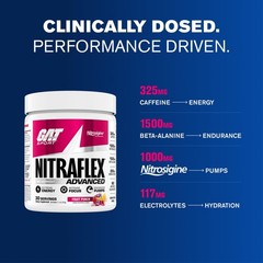 GAT SPORT Nitraflex Advanced Pre-Workout Powder, 10 Ounce (Pack of 1), Pink