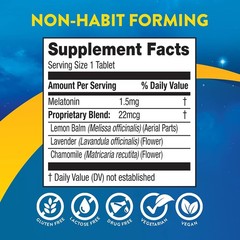 MidNite Back to Sleep Low Dose, 1.5 mg Melatonin Sleep Aid, 30 Quick Melt Tablet