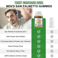 2 Pack Saw Palmetto for Men Gummies, Extra Strength DHT 60 Count (Pack of 2)