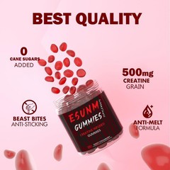 ESUNM Creatine Monohydrate Gummies,Strawberry flavor,150 Servings