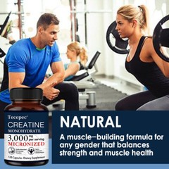 Pure Creatine Monohydrate Capsules 3000mg for Muscle Mass Strength
