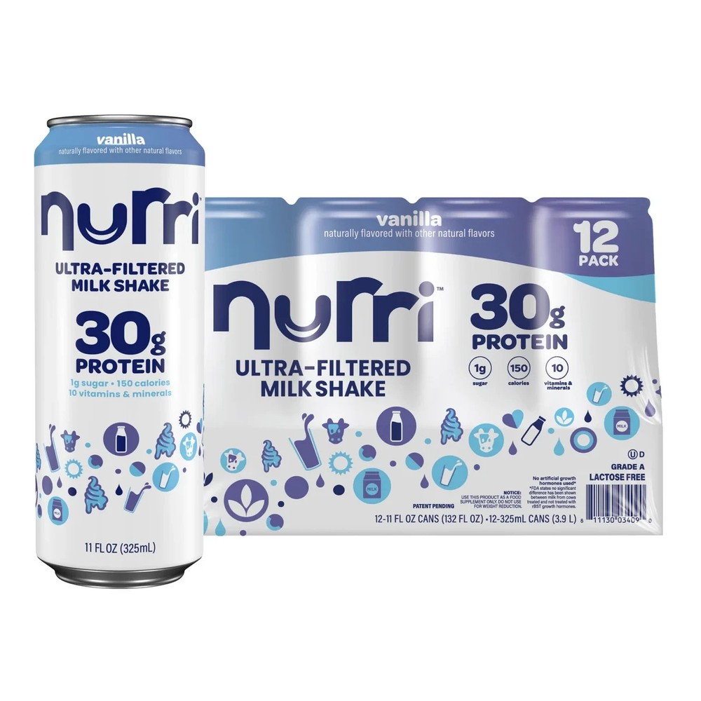 PROTEIN 30G MILK SHAKE DIETARY SUPPLEMENT NURRI VANILLA DRINK VITAMINS LOW SUGAR