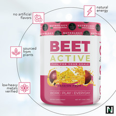 Beet Active–All-Natural Vegan Pre-Workout–Beet Root Powder- Passion Fruit