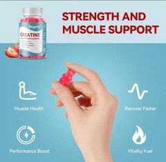 Bageto – Creatine Monohydrate – 60 Gummies – Strawberry Flavor – EXP 11/26