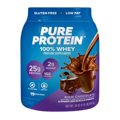 2 Pack Pure Protein 100% Whey Protein Powder, Rich Chocolate,25g Protein,1.75lb