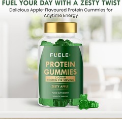 FUELE+ Whey Protein Gummies – Zesty Apple Flavour, 12g Protein per Serving – …