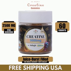 Creatine Gummies 3000mg with Shilajit 60 Ct Blueberry Muscle Recovery Energy