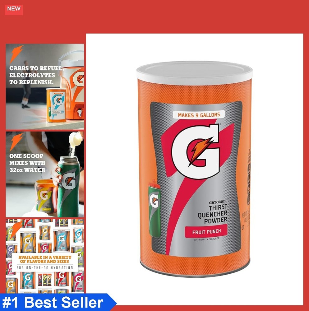 Sports Drink Powder Fruit Punch 76.5 Ounce Makes 9 Gallons Rehydration