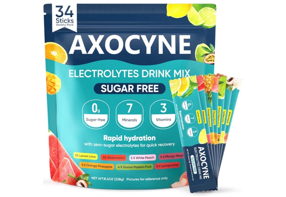 AXOCYNE Sugar-Free Electrolytes Drink Mix Variety Pack, 34 Sticks