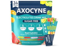 AXOCYNE Sugar-Free Electrolytes Drink Mix Variety Pack, 34 Sticks
