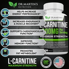 DR. MARTIN’S NUTRITION Extra Strength L-Carnitine – 200 200 Count (Pack of 1)