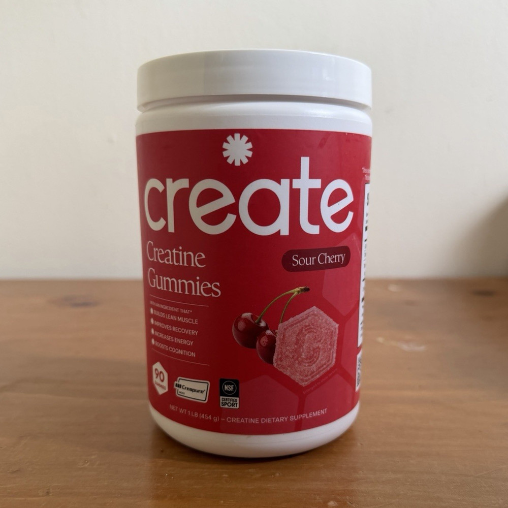 Create Creatine Monohydrate Gummies Sour Cherry 90 Count Bodybuilding 1 lb