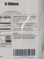 BulkSupplements D-Ribose Powder 17.6oz – 5000 mg Per Serving – 100 serving size