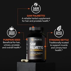 Saw Palmetto Supplement with Stinging Nettle and 120 Count (Pack of 1)