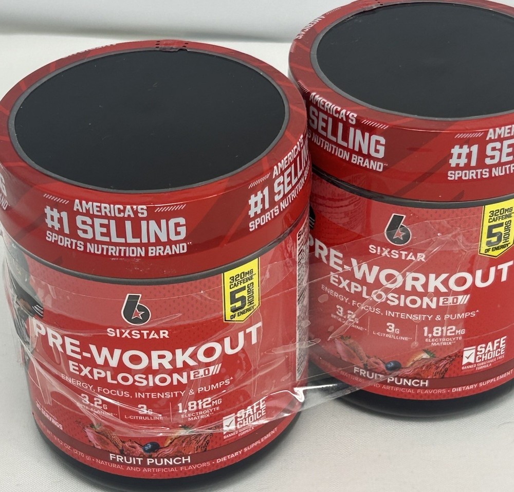 Six Star Pre-Workout Explosion Fruit Punch Powder 2 Pack Exp 06/2027