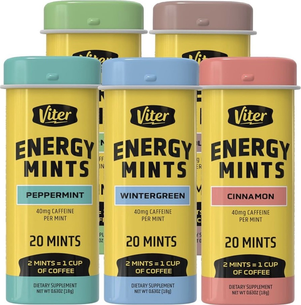 5 Variety Packs (20 in each pack) 40mg Caffeine Energy Mints