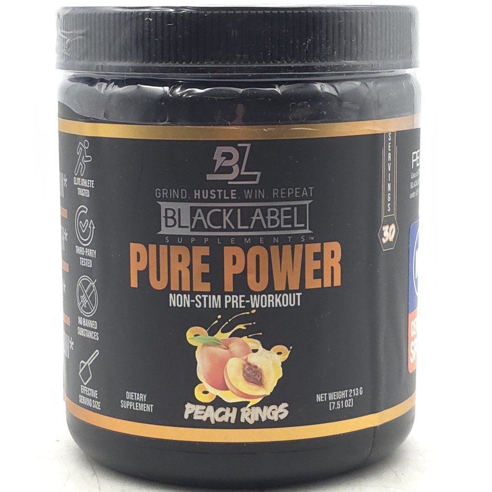 Blacklabel Supplements Pure Power Non-Stim Pre-workout Peach Rings