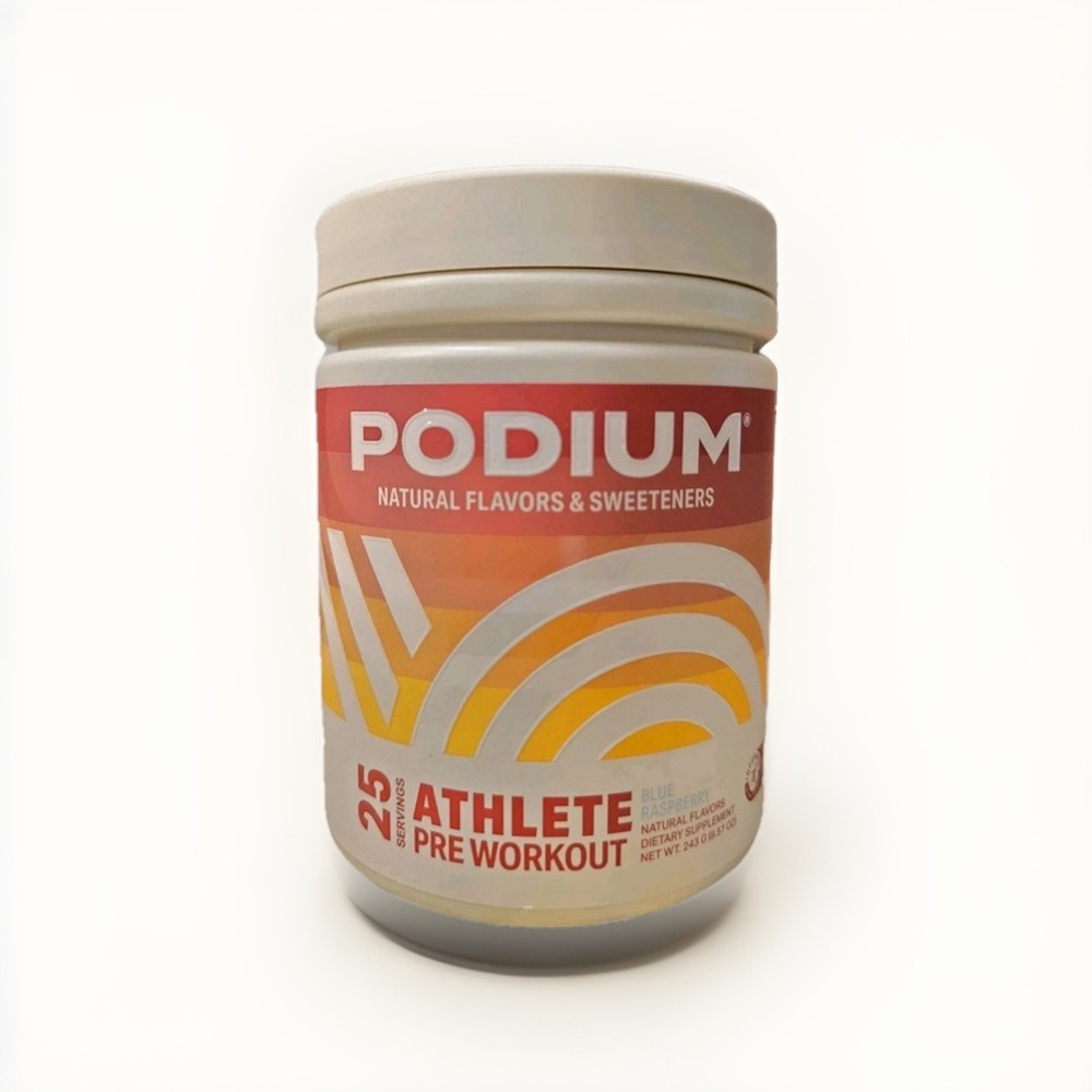 PODIUM Natural Flavors & Sweeteners Athlete Pre Workout Blue Raspberry Exp 03/26