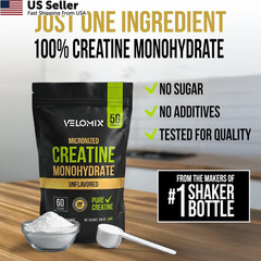 VELOMIX 100% Pure Creatine Monohydrate Powder 5g 60 Servings Micronized FROM USA