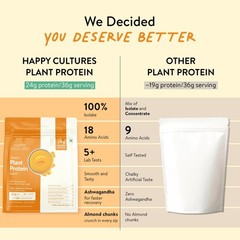 Happy Cultures 24g Plant Protein – Alphonso Mango, Almond, Ashwagandha, Vegan