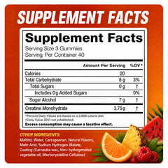 Creatine Gummies – Sugar Free – Tropical Punch – 40 Servings