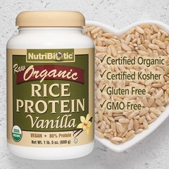 NutriBiotic Organic Rice Protein, Vanilla Protein Powder 21.16 Oz (1 Lb 5 Oz)
