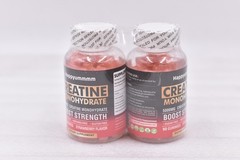 Lot of 2 Happyum Creatine Monohydrate Gummy 500mg 90ct Strawberry Exp:05/27