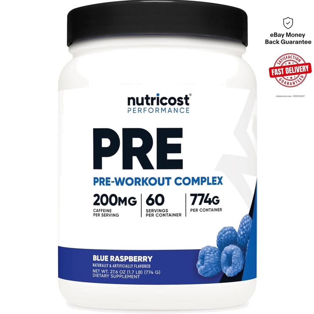 Delicious Blue Raspberry Pre-Workout Supplement – 32oz, 60 Servings, Gluten Free
