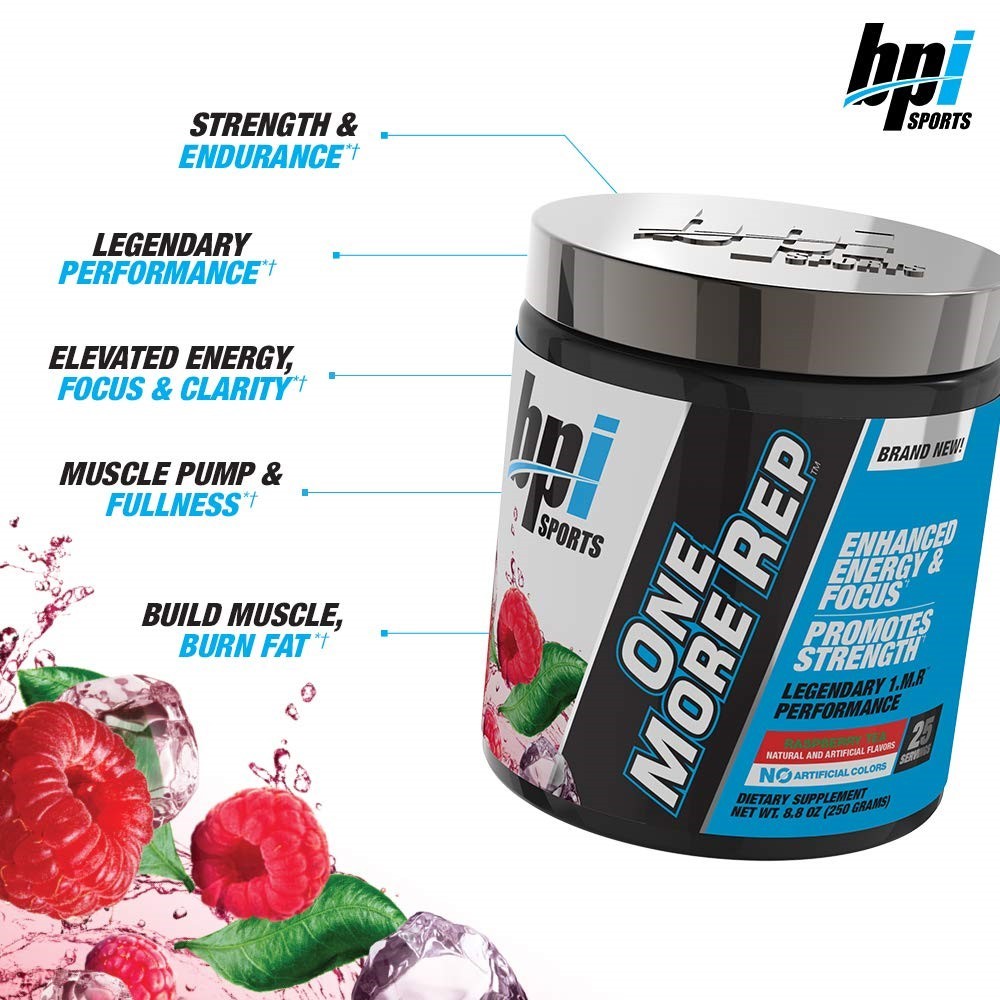1MR One More Rep Raspberry Tea Pre-Workout Performance Supplemnt BPI Sports 2/26