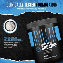 Animal Micronized Creatine Monohydrate Capsules – 300 Caps, 2500mg per Servin…