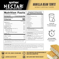Syntrax Nectar Sweets Vanilla Bean Torte Whey Protein Isolate 2lb