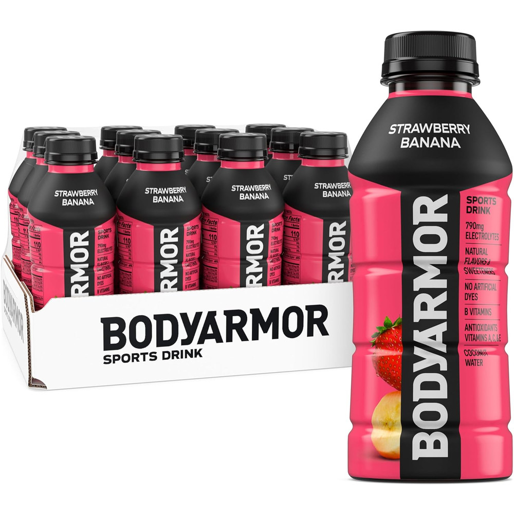 BODYARMOR Sports Drink, Strawberry Banana, Electrolyte Drink Hydration, 16 Fl Oz