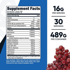 Pre-X, Extreme Pre-Workout Powder Complex, Grape, 30 Servings, Vegetarian, Non-G