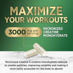 Creatine Monohydrate Capsules 3000mg – Best Micronized 120 Count (Pack of 1)