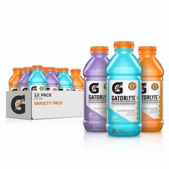 Gatorlyte Electrolyte Drink Variety Pack – 12 Bottles, Low Sugar, 5 Electrolytes