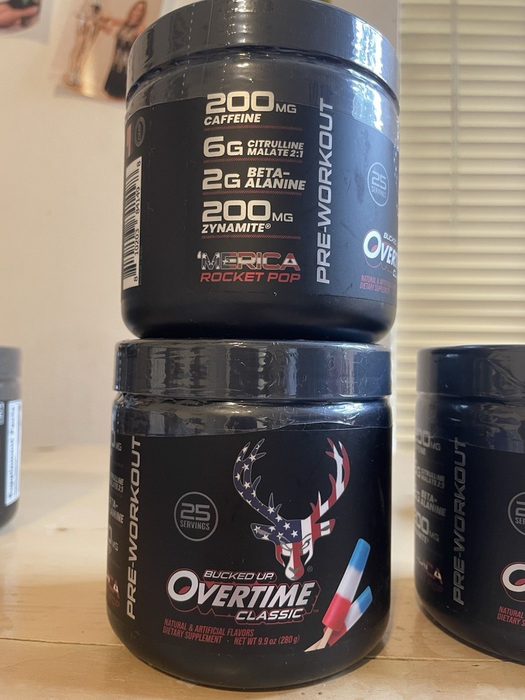 Bucked Up Overtime Classic Pre-Workout Powder, Rocket Pop, 25 Servings 9.9 oz