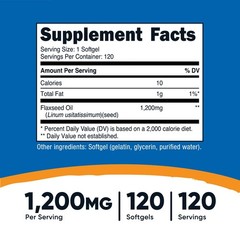 Nutricost Flaxseed Oil 120 Softgels, 1200mg per serving – GMO-Free, Gluten-Free