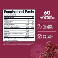 Nutricost Energy Drink Powder (Grape) (60 SERV) | Pre Workout Supplement